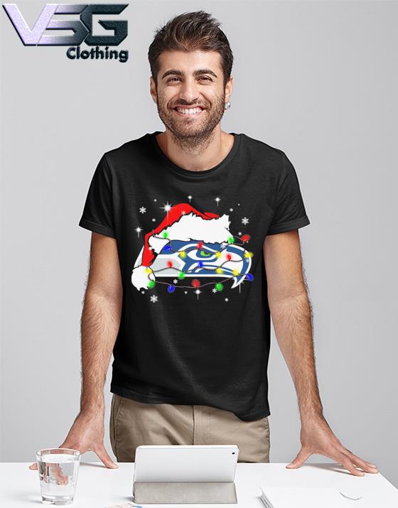 Seattle Seahawks Santa Hat Christmas Light Shirt - Freedomdesign