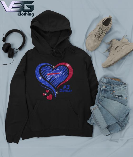 Buffalo Bills logo 3 Damar Hamlin in heart shirt, hoodie, sweater, long  sleeve and tank top