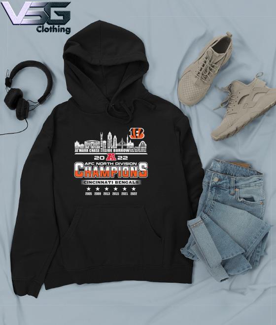 Cincinnati Bengals team name skyline 2022 AFC North Division Champions  2005-2022 shirt, hoodie, sweater, long sleeve and tank top