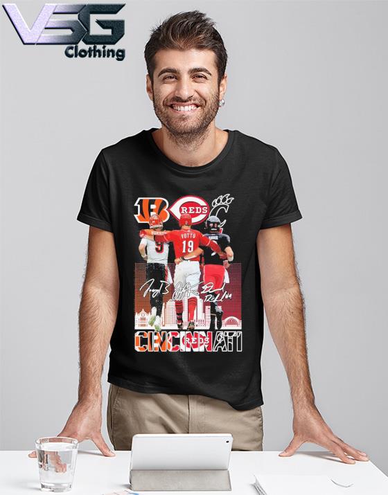 Joe Burrow Joey Votto And Desmond Ridder Cincinnati Sport Teams skyline Signatures Shirt