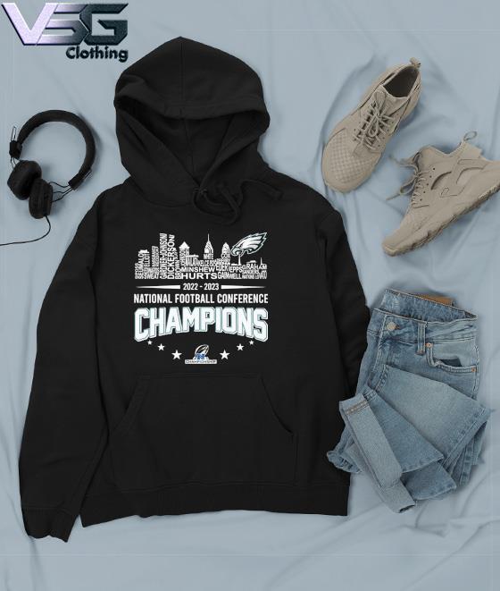 Official Philadelphia Eagles team name skyline 2022-2023 National Football Conference Champions s Hoodie