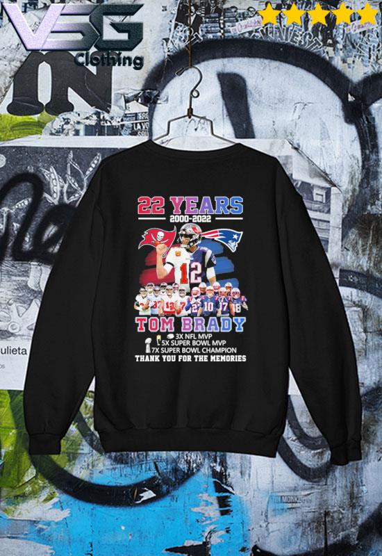 22 years 2000 2022 Tom Brady thank you for the memories shirt