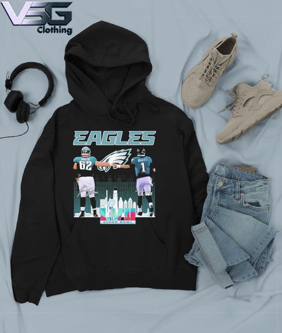 Jalen Hurts And Jason Kelce Philadelphia Eagles Super Bowl Lvii City  Skyline Signatures T-Shirt - REVER LAVIE