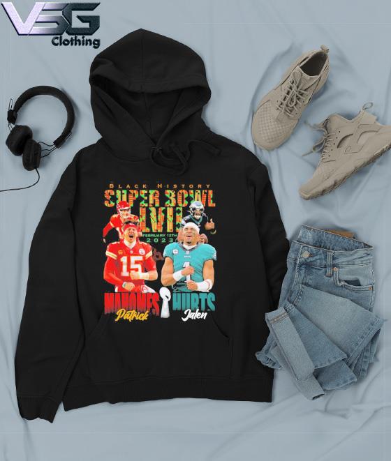 Patrick Mahomes vs Jalen Hurts Black histort super bowl LVII shirt, hoodie,  sweater and long sleeve