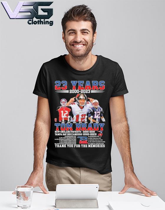 Tom Brady 23 years 2000 2023 The Patriots and Buccaneers thank you for the  memories signature shirt, hoodie, sweater, long sleeve and tank top