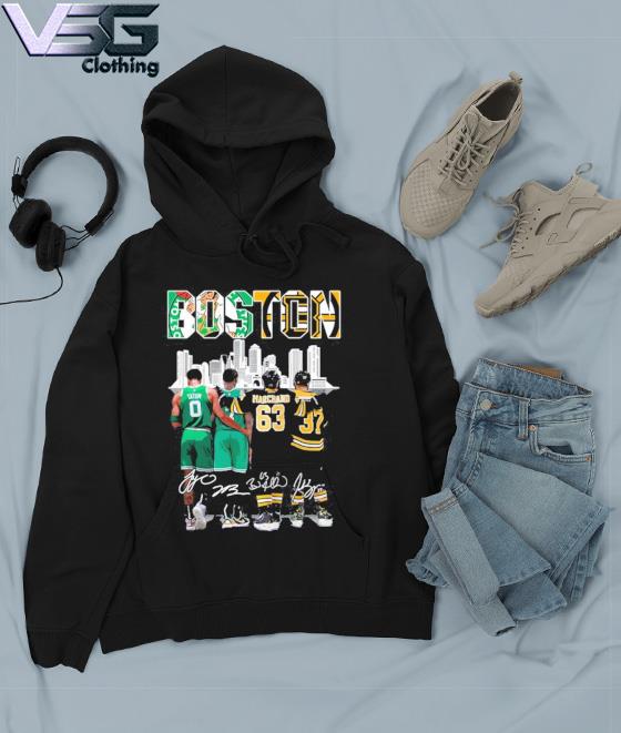 Boston Celtics and Bruins Jayson Tatum Jaylen Brown Brad Marchand and  Patrice Bergeron signatures shirt, hoodie, sweater, long sleeve and tank top