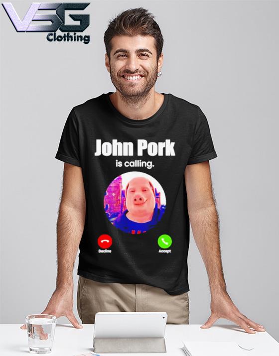 Mens John Pork Is Calling Meme Answer Call Phone Men's Back Print T-shirt