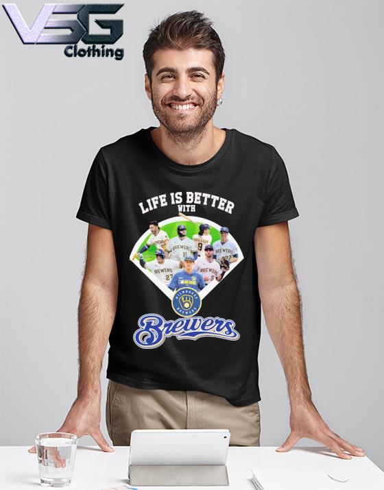 Baseball and logo life is better with milwaukee brewers shirt, hoodie,  sweater, long sleeve and tank top