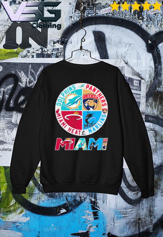 Official team MiamI sports teams miamI marlins miamI dolphins miamI heat  miamI panthers logo 2023 T-shirts, hoodie, tank top, sweater and long  sleeve t-shirt