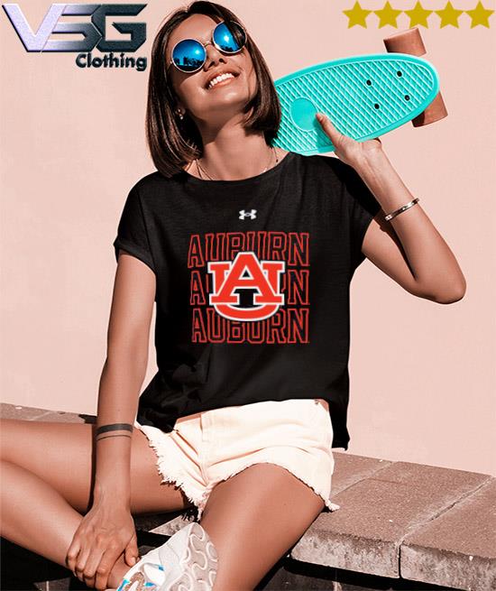 AUB  Auburn Under Armour Baseball Script 3/4 Raglan Sleeve Tee