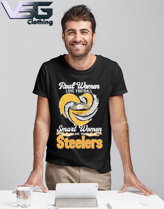 Real Women Love Football Smart Women Love The Steelers Diamond Heart 2023  Shirt