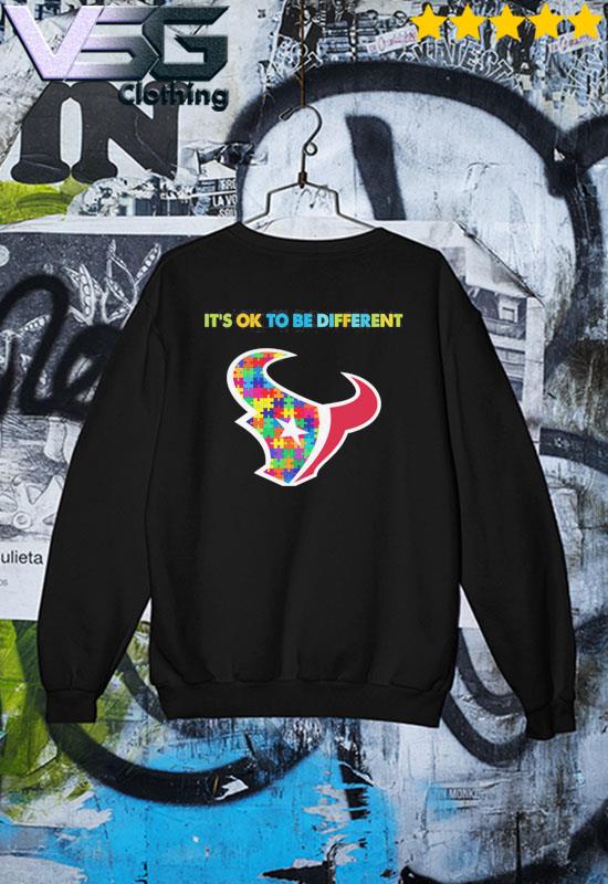 Official houston Texans NFL Autism Awareness It's Ok To Be Different Shirt,  hoodie, sweater, long sleeve and tank top