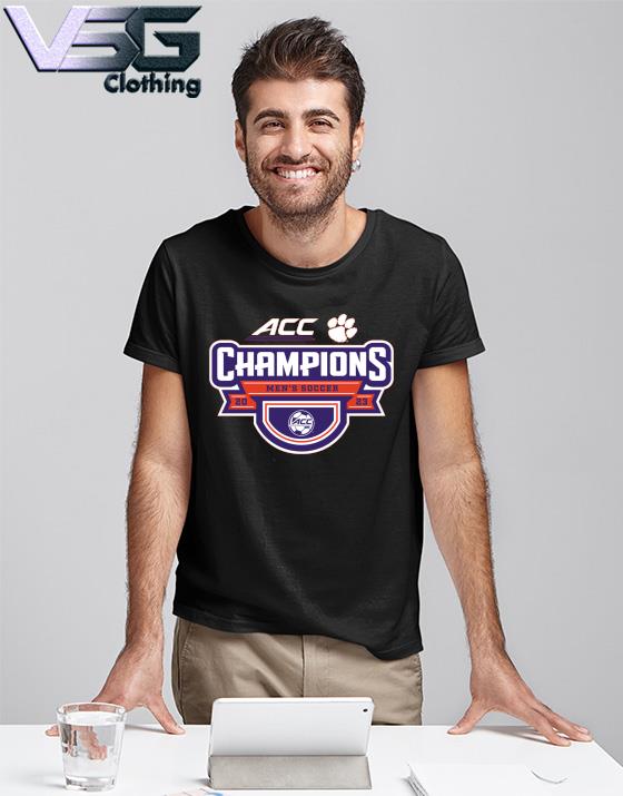 Official clemson Tigers 2023 ACC Men's Soccer Conference Tournament Champions Locker Room T-Shirt