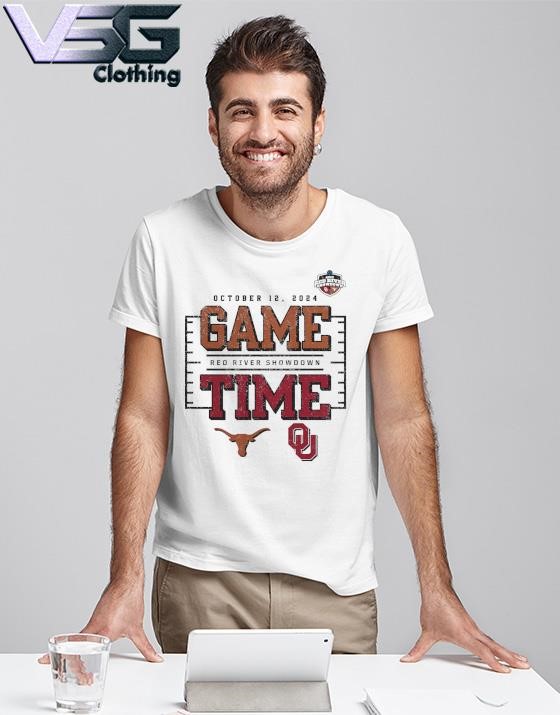 Graphic Game Time Texas Longhorns vs. Oklahoma Sooners 2024 Red River Showdown T-Shirt