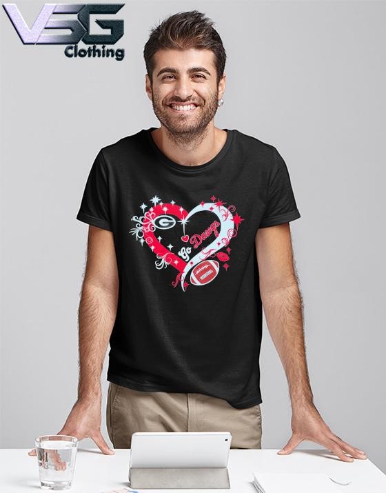 Georgia Bulldogs Heart Go Dawgs Football T-Shirt