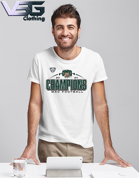 Ohio Bobcats White 2024 MAC Football Champions Short Shirt