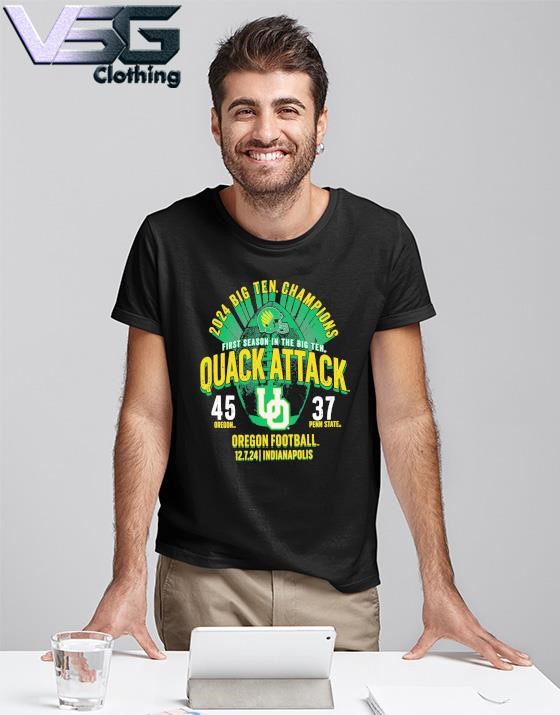 Oregon Ducks 2024 Big Ten Football Conference Champions Quack Attack Score T-Shirt