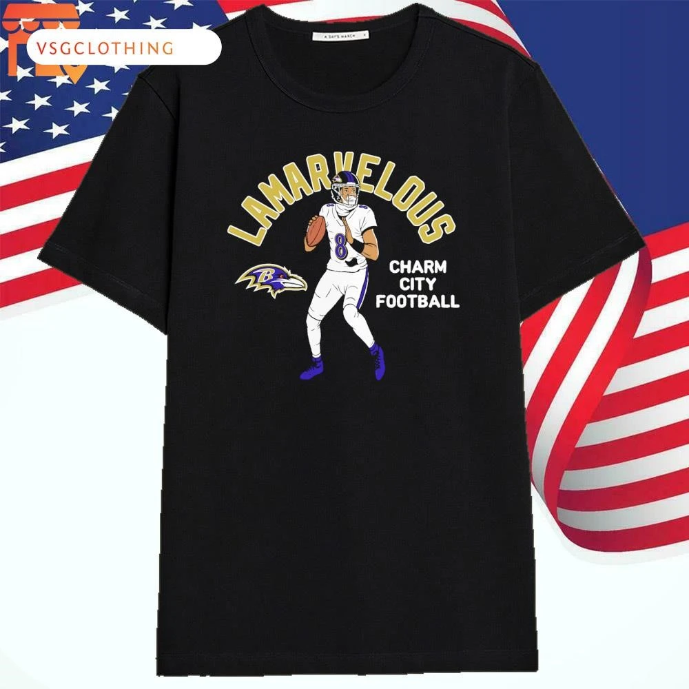 Official Lamar Jackson Baltimore Ravens Player Illustrative Pack Chảm City Football Shirt